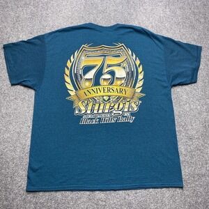 Sturgis T-Shirt Mens 2XL Teal 75th Anniversary 2015 Black Hills Rally Graphic